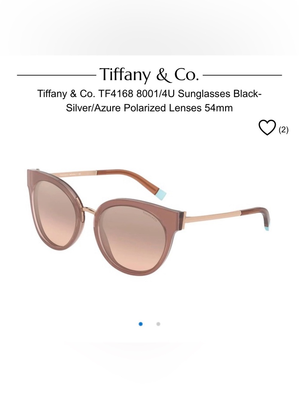 Tiffany & Co. Women's Brown Round/Cat Eye Sunglasses EXCELLENT